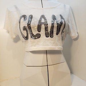 S/M Cropped Top White Short Sleeve Tee